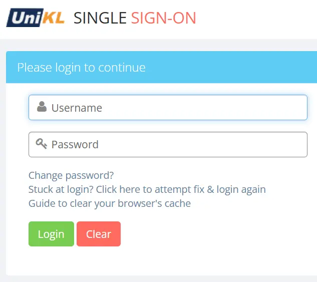 UniKL Portal Login Screen