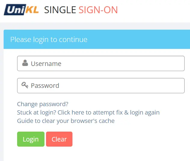 UNIKL Staff Portal Login Tab